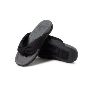 NWT Dearfoams Women's Olivia Low Foam Thong Flip Flops Black Size 6